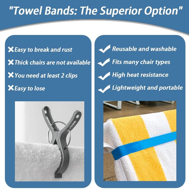 UHUZZ Towel Bands for Cruise & Beach Chairs - Cruise & Beach Pool Chairs Ship Essentials - Must Haves Alternative to Beach Towel Clips - Vacation Towel Bands Accessory Gifts - Thicken 4 PCS - Image 4